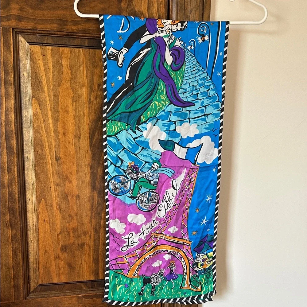 Oscar de la Renta Studio Multicolor Scarf *****has flaws***** Vintage - Picture 9 of 15